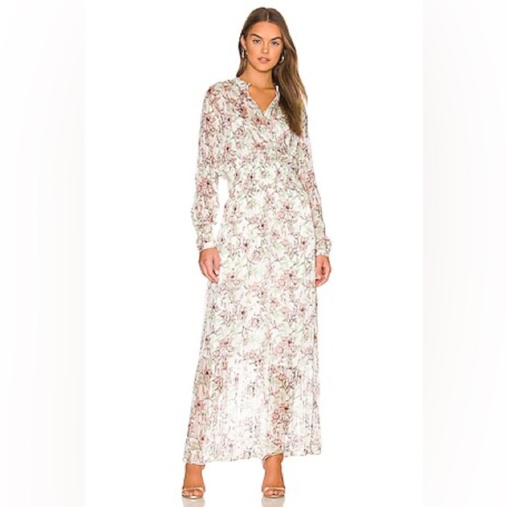rag & bone Floral Long Sleeve Dress - Cream and Pink